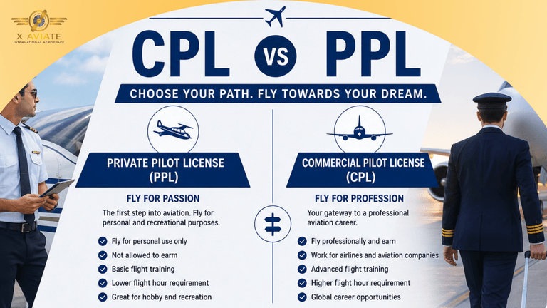 Comparison of Commercial Pilot License and Private Pilot License training paths