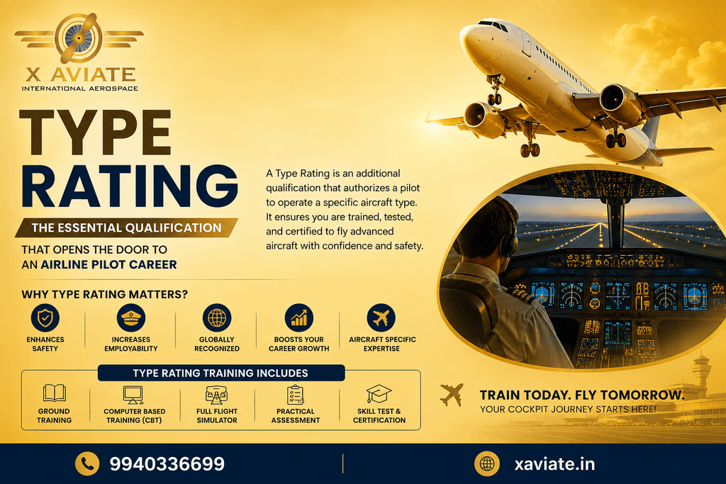Airline pilot completing type rating certification training